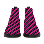 Hot Pink Black And Blue Stripes Print Flat Ankle Boots