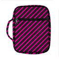 Hot Pink Black And Blue Stripes Print Front Pocket Bible Bag