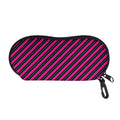 Hot Pink Black And Blue Stripes Print Glasses Case