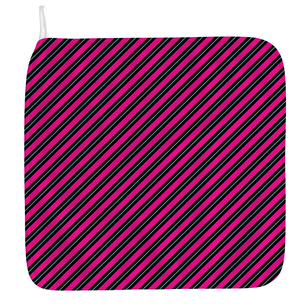 Hot Pink Black And Blue Stripes Print Hand Towel