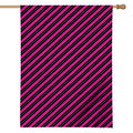 Hot Pink Black And Blue Stripes Print House Flag