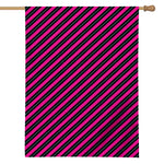 Hot Pink Black And Blue Stripes Print House Flag