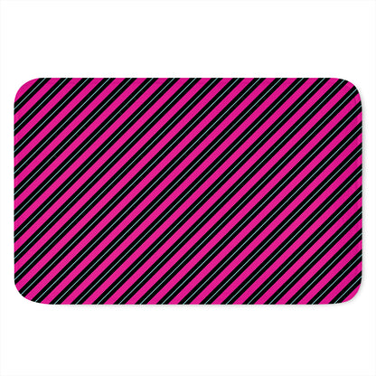 Hot Pink Black And Blue Stripes Print Indoor Door Mat
