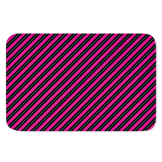 Hot Pink Black And Blue Stripes Print Indoor Door Mat
