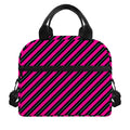Hot Pink Black And Blue Stripes Print Insulated Lunch Bag