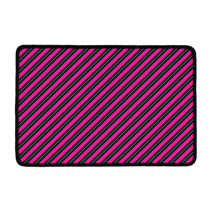 Hot Pink Black And Blue Stripes Print Kitchen Mat