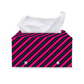Hot Pink Black And Blue Stripes Print Leather Tissue Box Cover