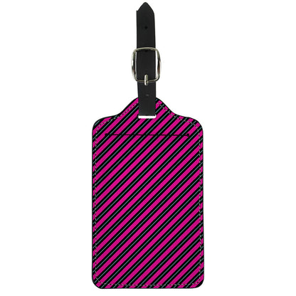 Hot Pink Black And Blue Stripes Print Luggage Tag