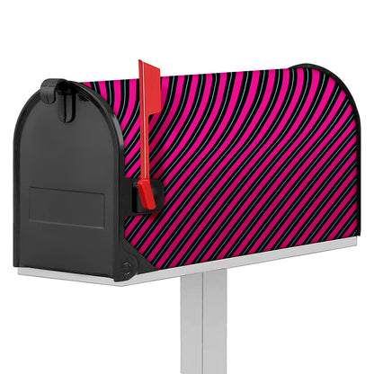 Hot Pink Black And Blue Stripes Print Mailbox Cover