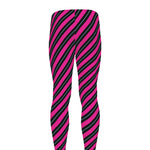 Hot Pink Black And Blue Stripes Print Men's leggings