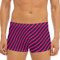 Hot Pink Black And Blue Stripes Print Men's Short Boxer Briefs