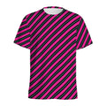 Hot Pink Black And Blue Stripes Print Men's Athletic T-Shirt