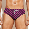 Hot Pink Black And Blue Stripes Print Men's Swim Briefs