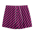 Hot Pink Black And Blue Stripes Print Mesh Shorts