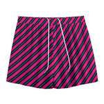 Hot Pink Black And Blue Stripes Print Mesh Shorts