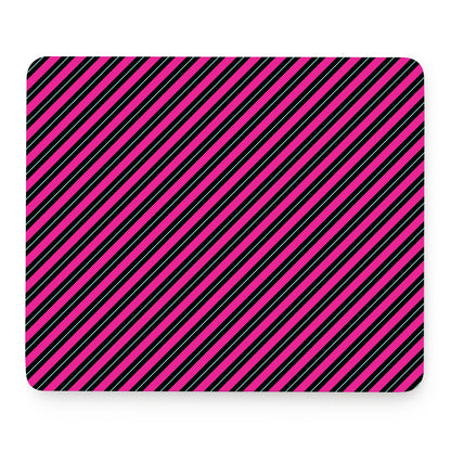Hot Pink Black And Blue Stripes Print Mouse Pad