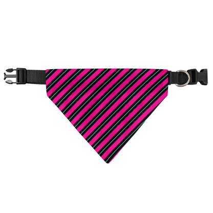 Hot Pink Black And Blue Stripes Print Over The Collar Dog Bandana