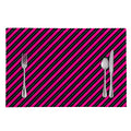 Hot Pink Black And Blue Stripes Print Placemat