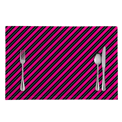 Hot Pink Black And Blue Stripes Print Placemat