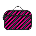 Hot Pink Black And Blue Stripes Print Portable Lunch Bag