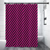 Hot Pink Black And Blue Stripes Print Premium Shower Curtain