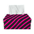 Hot Pink Black And Blue Stripes Print Rectangle Tissue Box Cover