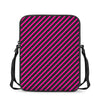 Hot Pink Black And Blue Stripes Print Rectangular Crossbody Bag