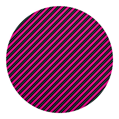 Hot Pink Black And Blue Stripes Print Round Blanket