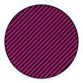 Hot Pink Black And Blue Stripes Print Round Floor Mat