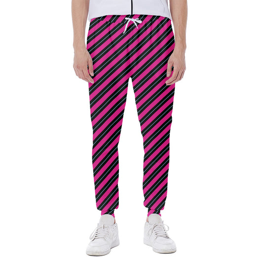 Hot Pink Black And Blue Stripes Print Scuba Joggers