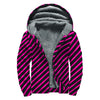 Hot Pink Black And Blue Stripes Print Sherpa Lined Zip Up Hoodie