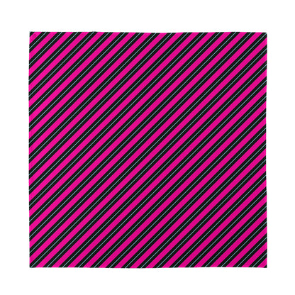 Hot Pink Black And Blue Stripes Print Silk Bandana