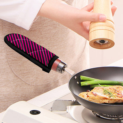 Hot Pink Black And Blue Stripes Print Skillet Handle Cover
