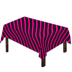 Hot Pink Black And Blue Stripes Print Tablecloth
