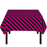 Hot Pink Black And Blue Stripes Print Tablecloth