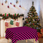 Hot Pink Black And Blue Stripes Print Tablecloth