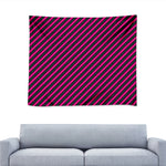 Hot Pink Black And Blue Stripes Print Tapestry