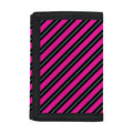 Hot Pink Black And Blue Stripes Print Trifold Wallet