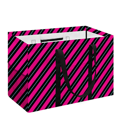 Hot Pink Black And Blue Stripes Print Utility Tote Bag