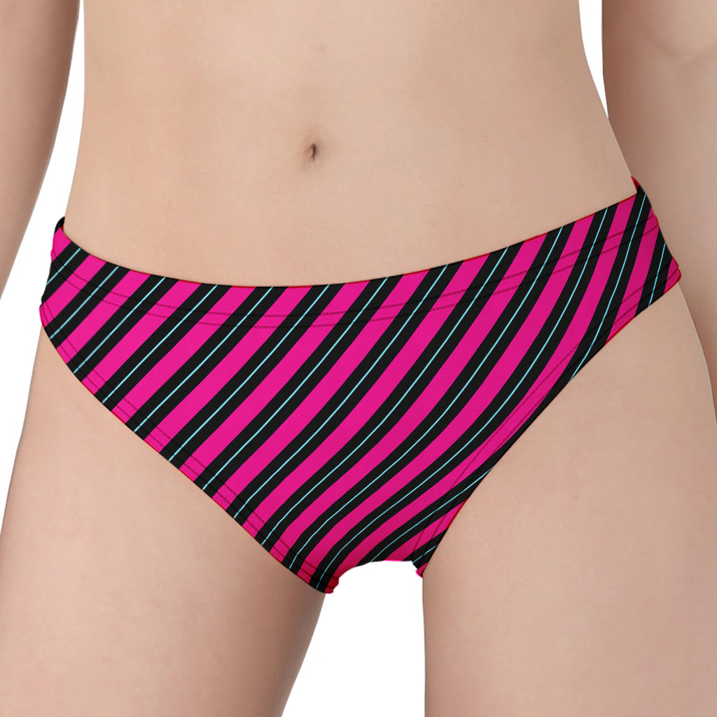 Hot Pink Black And Blue Stripes Print Women's Panties