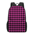 Hot Pink Buffalo Plaid Print 17 Inch Backpack