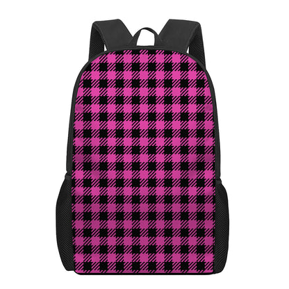 Hot Pink Buffalo Plaid Print 17 Inch Backpack