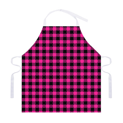 Hot Pink Buffalo Plaid Print Adjustable Apron