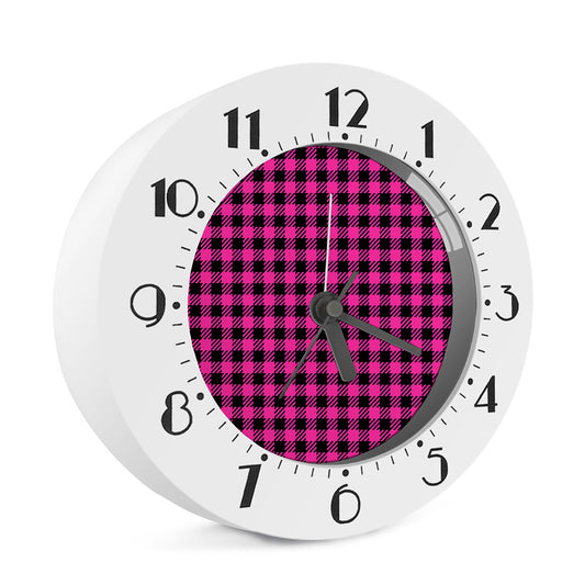 Hot Pink Buffalo Plaid Print Alarm Clock