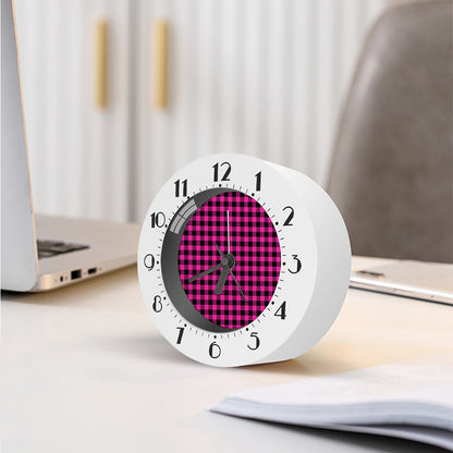 Hot Pink Buffalo Plaid Print Alarm Clock