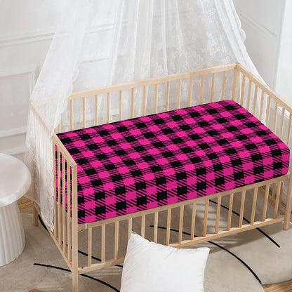 Hot Pink Buffalo Plaid Print Baby Crib Sheet