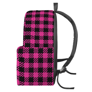 Hot Pink Buffalo Plaid Print Backpack