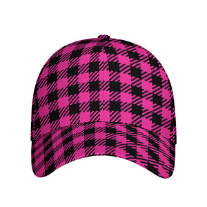 Hot Pink Buffalo Plaid Print Baseball Cap