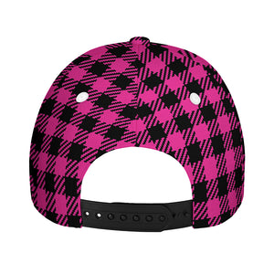 Hot Pink Buffalo Plaid Print Baseball Cap