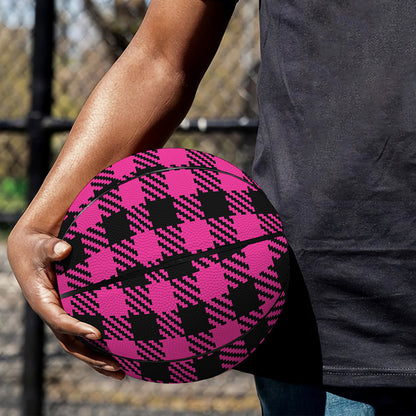 Hot Pink Buffalo Plaid Print Basketball
